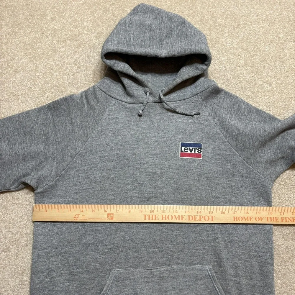 Vtg 80s Levi's Hoodie Sweatshirt Mens Medium Gray Made USA Chest Logo White Tab